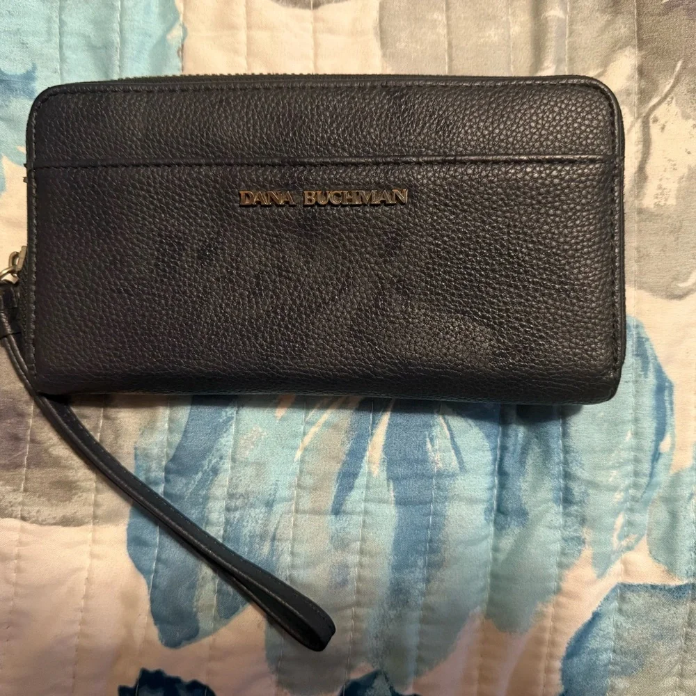 Dana Buchman Black Textured Leather Clutch
